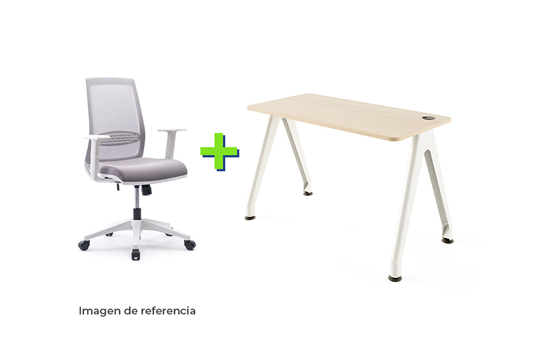 Combo 4 Blanco silla y escritorio blanco ergonómico de oficina | Mepal